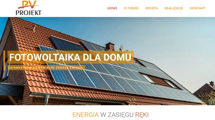 zdjęcie strony internetowej paneli solarnych
